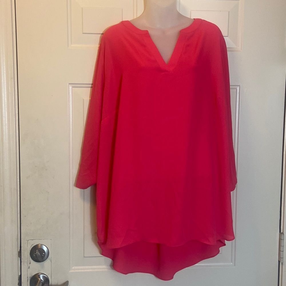 CHAUS NEW YORK HOT PINK WOMEN BLOUSE SIZE 3X